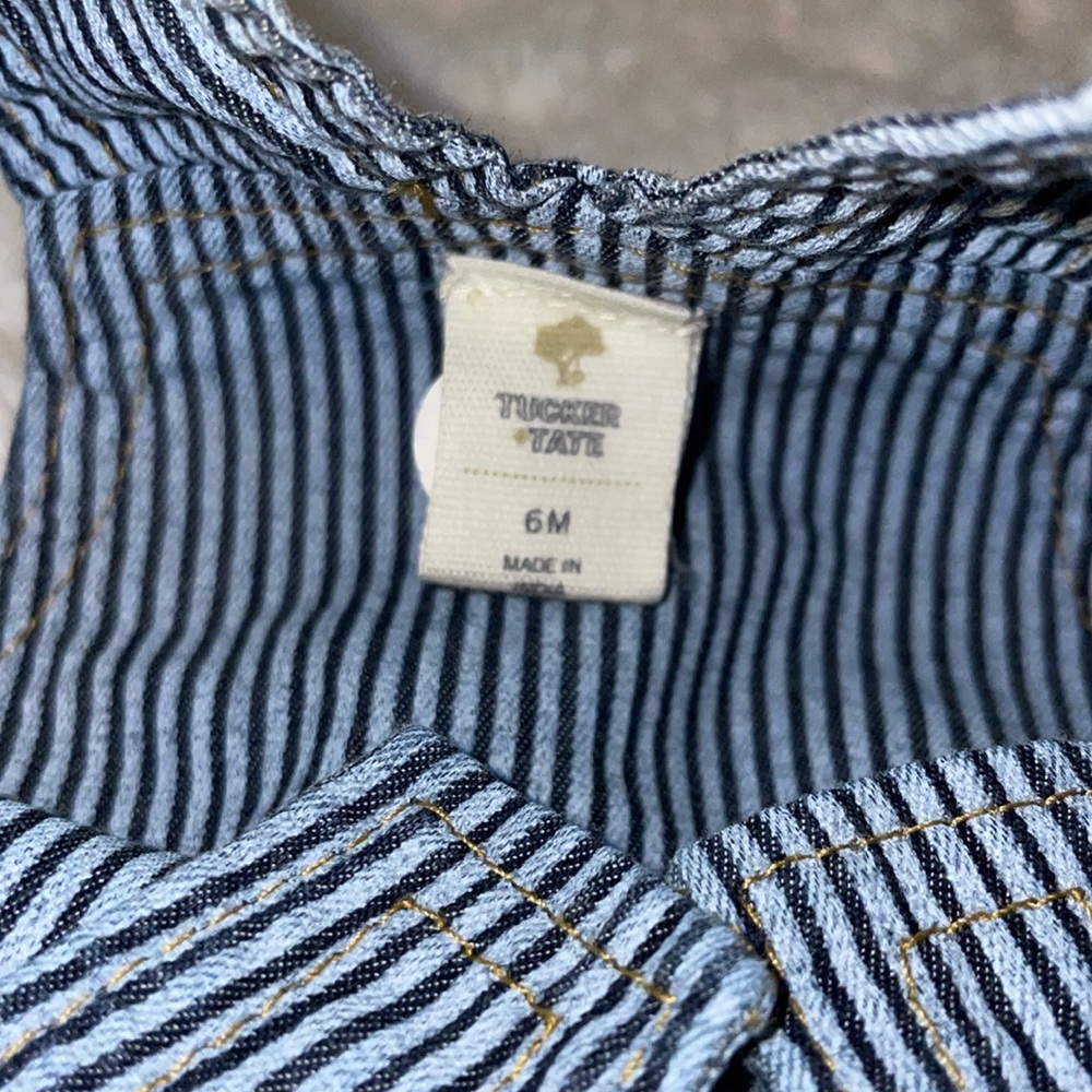 NWT Tucker + Tate Blue Railroad Stripe Overalls.  Size 6 months - Picture 5 of 5